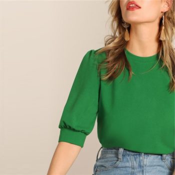 Women's Casual Style Puff Sleeve Blouse 10