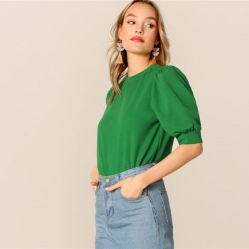 Women's Casual Style Puff Sleeve Blouse 8