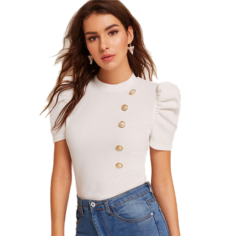 Women's Puff Sleeve White Blouse