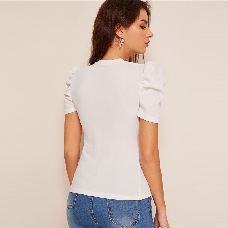 Women's Puff Sleeve White Blouse