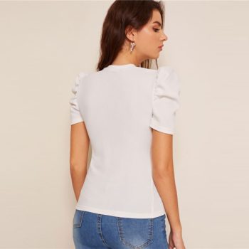 Women's Puff Sleeve White Blouse 9