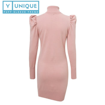 Turtleneck Bodycon Puff Sleeve Dress 8