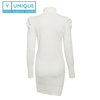 Turtleneck Bodycon Puff Sleeve Dress 10