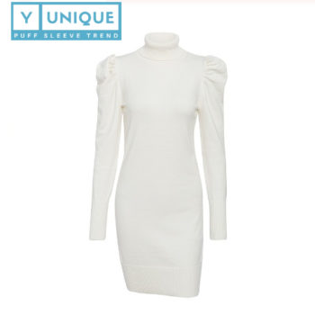 Turtleneck Bodycon Puff Sleeve Dress 9