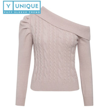 Knitted One Shoulder Puff Sleeve Top 7