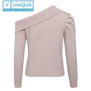 Knitted One Shoulder Puff Sleeve Top 8