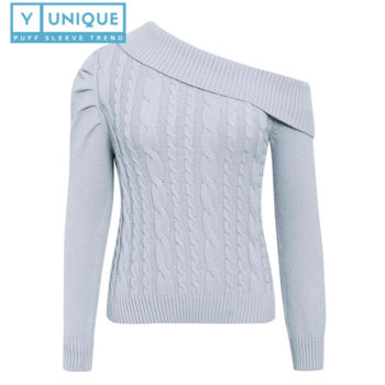 Knitted One Shoulder Puff Sleeve Top 6