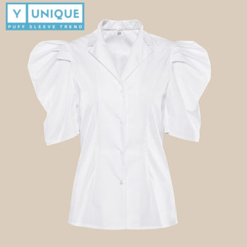 Collared Split-End Short Puff Sleeve Top 3