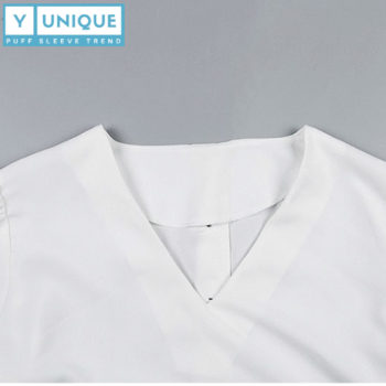 V-Neck Button-Up Puff Sleeve Top 8