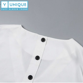 V-Neck Button-Up Puff Sleeve Top 7