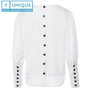 V-Neck Button-Up Puff Sleeve Top 5