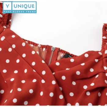 Wrap Style Puff Sleeve Crop Top With Polka Dot Design 6