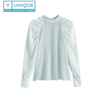 Dots Embroidery See Through Puff Sleeve Top 5