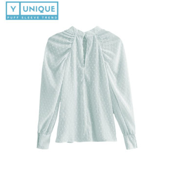 Dots Embroidery See Through Puff Sleeve Top 6