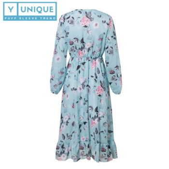 High Waist Boho Puff Sleeve Dress With Floral Print 5